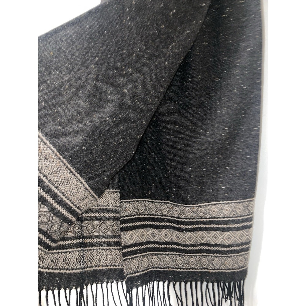 Vintage Karen Kane Long Skirt Wool Wrap Gray Stripe With Fringe And Belt Medium - Picture 4 of 9